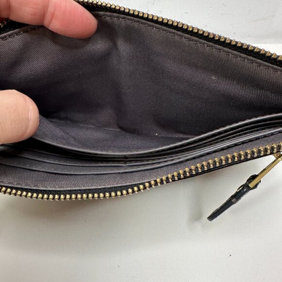 FOSSIL Wallet Wristlet Black Zip Around Clutch Leather Multicard - Picture 12 of 12